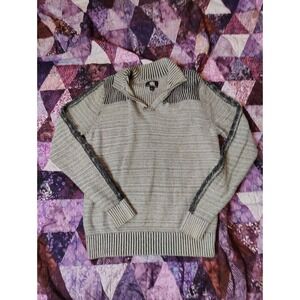 Rock & Republic Sweater Mens Medium Grey Marbled‎ Mock-Neck Pullover